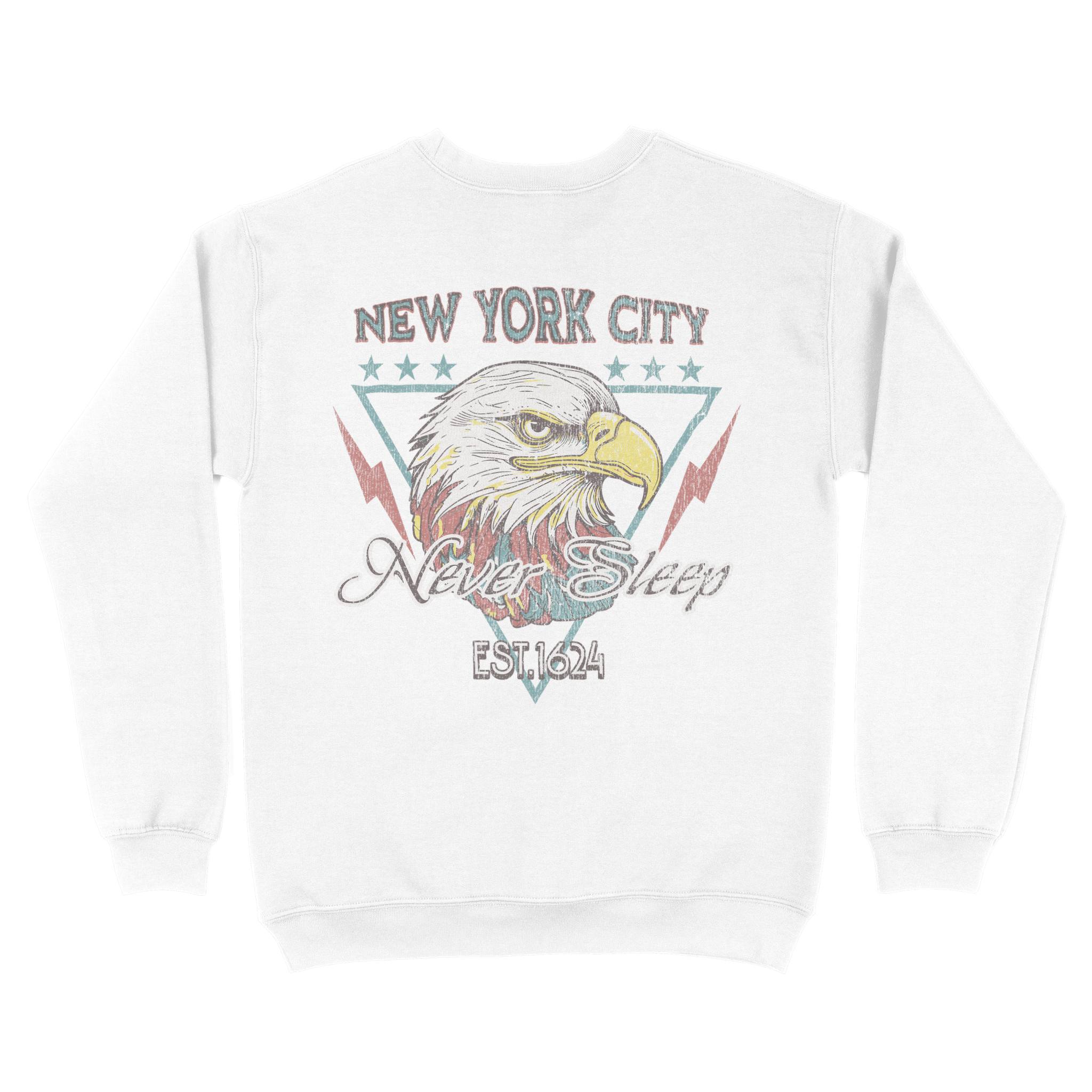 New York Crewneck in White - back view