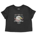 New York Cropped Tee in Black - front view