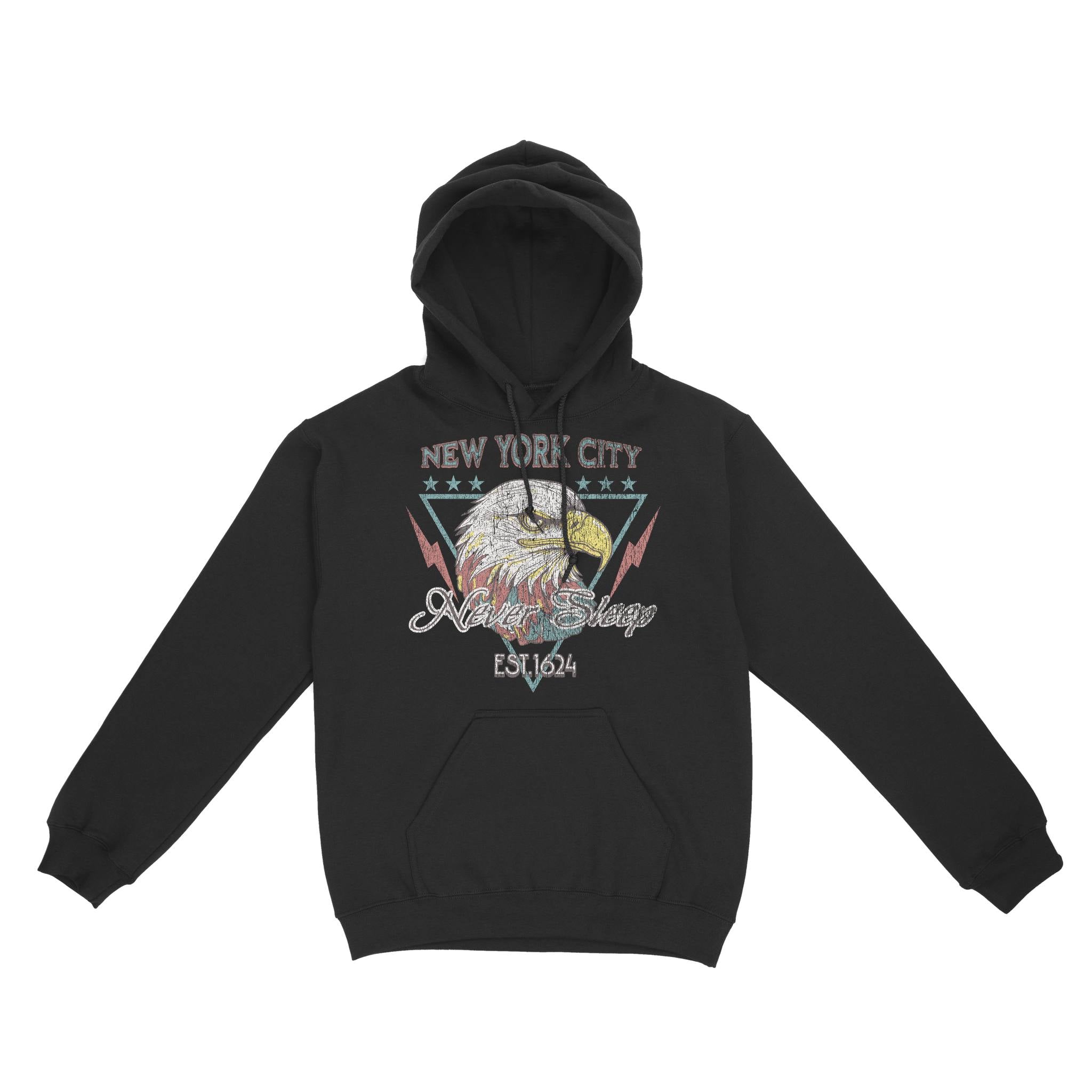 New York Hoodie in Black - front view