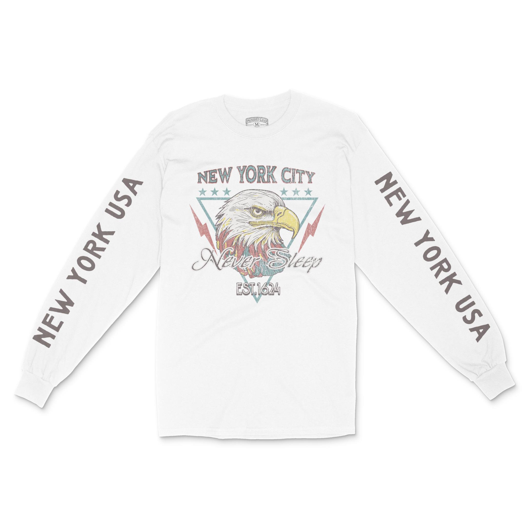New York Longsleeve in White - front-sleeves view