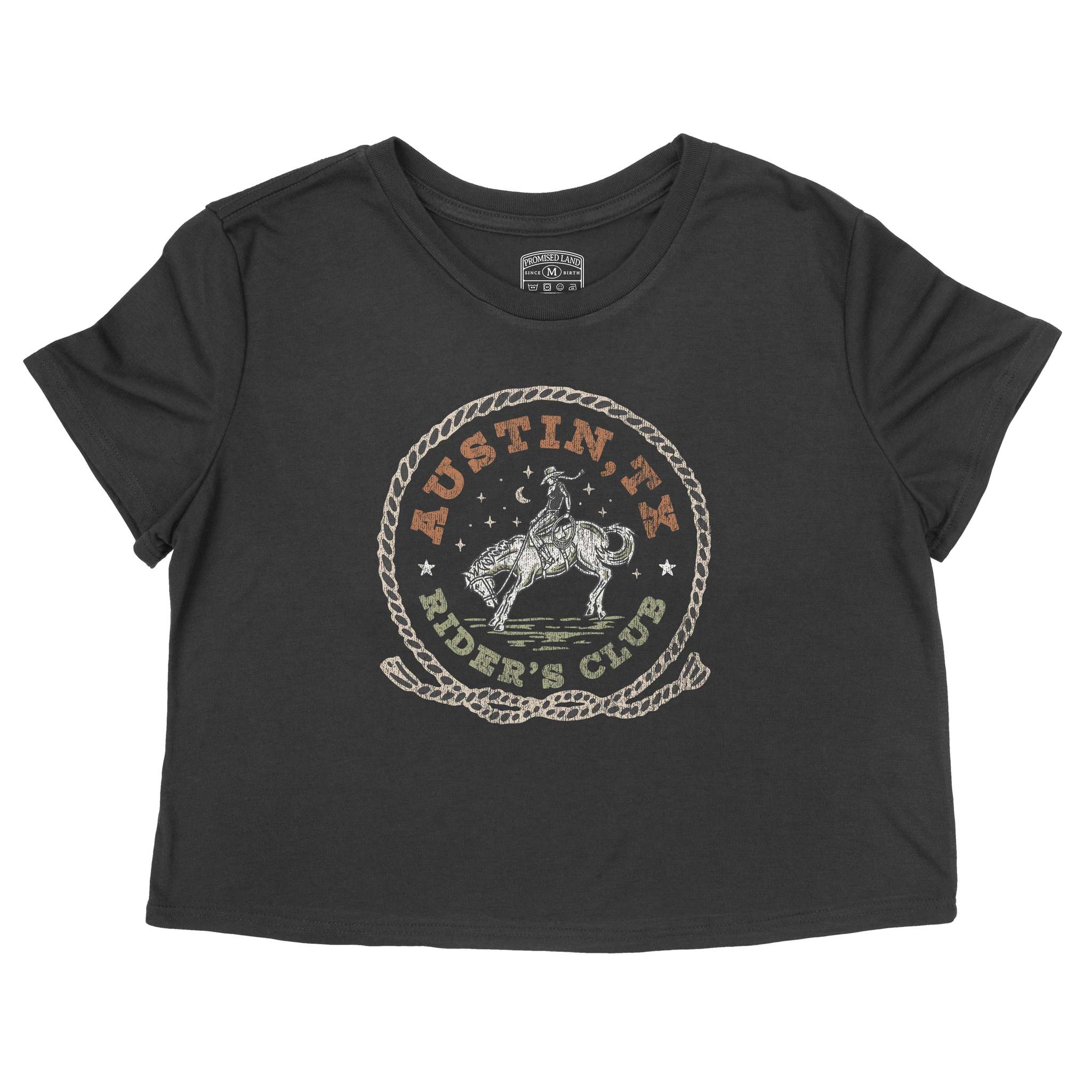 Austin Western Rider Cropped Tee Black front