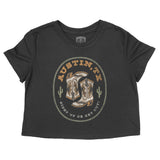 Austin Western Boot Cropped Tee Black front