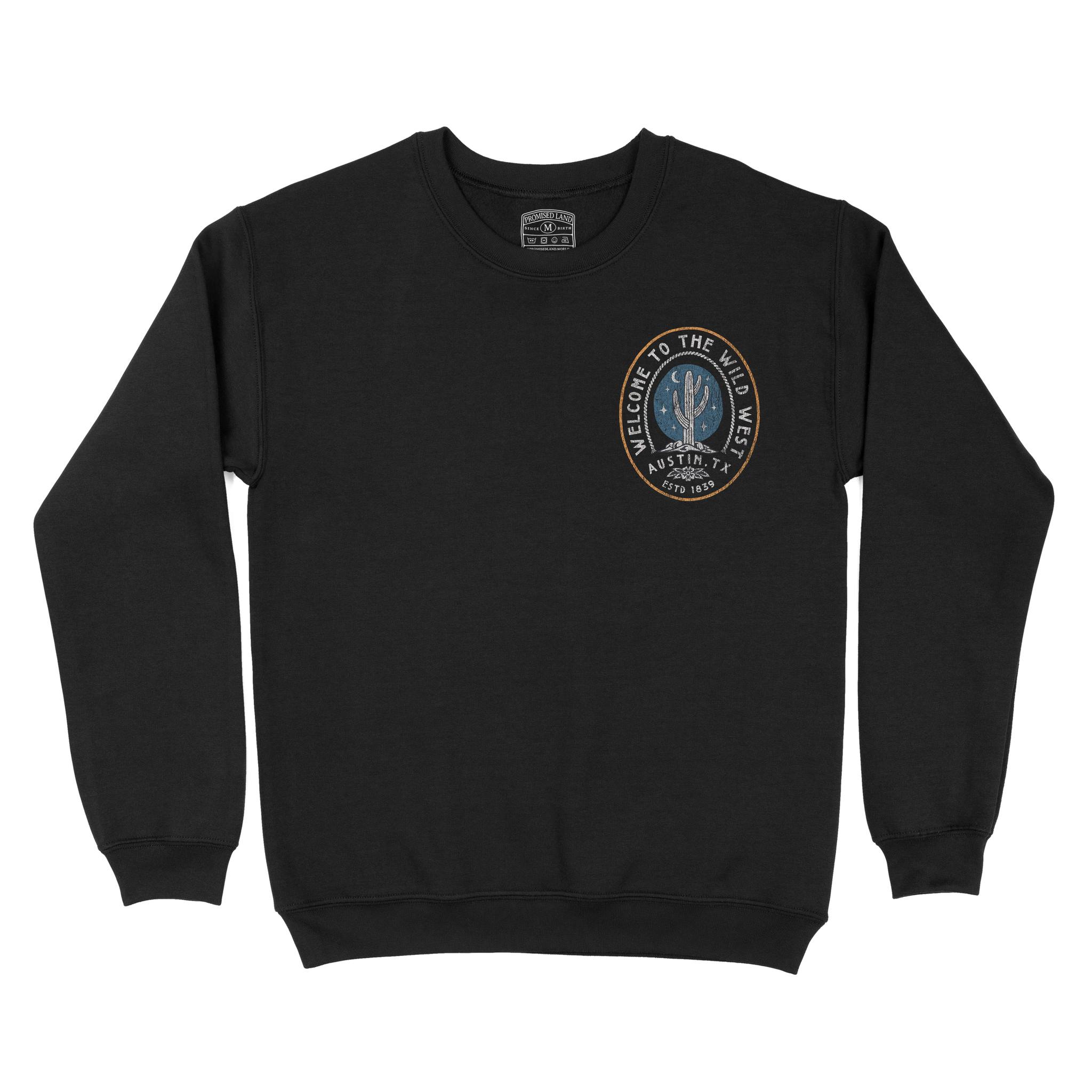 Austin Western Cactus Crewneck Black front