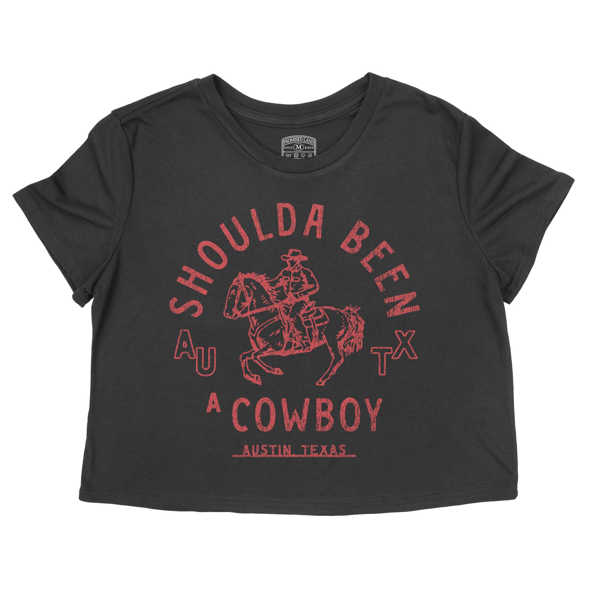 Austin Western Cowboy Cropped Tee Black front