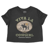 Austin Viva Cowgirl Cropped Tee Black front