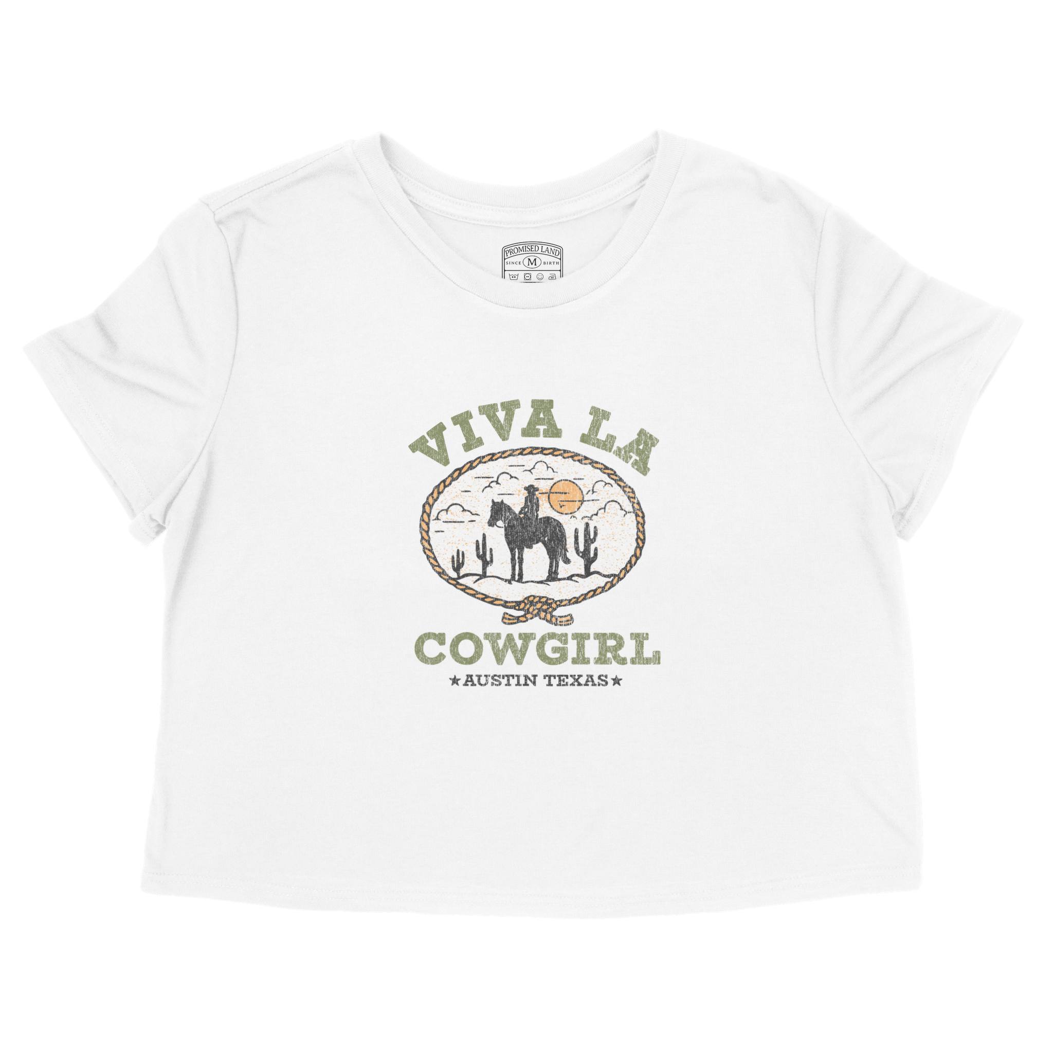 Austin Cropped Tee in White - front view