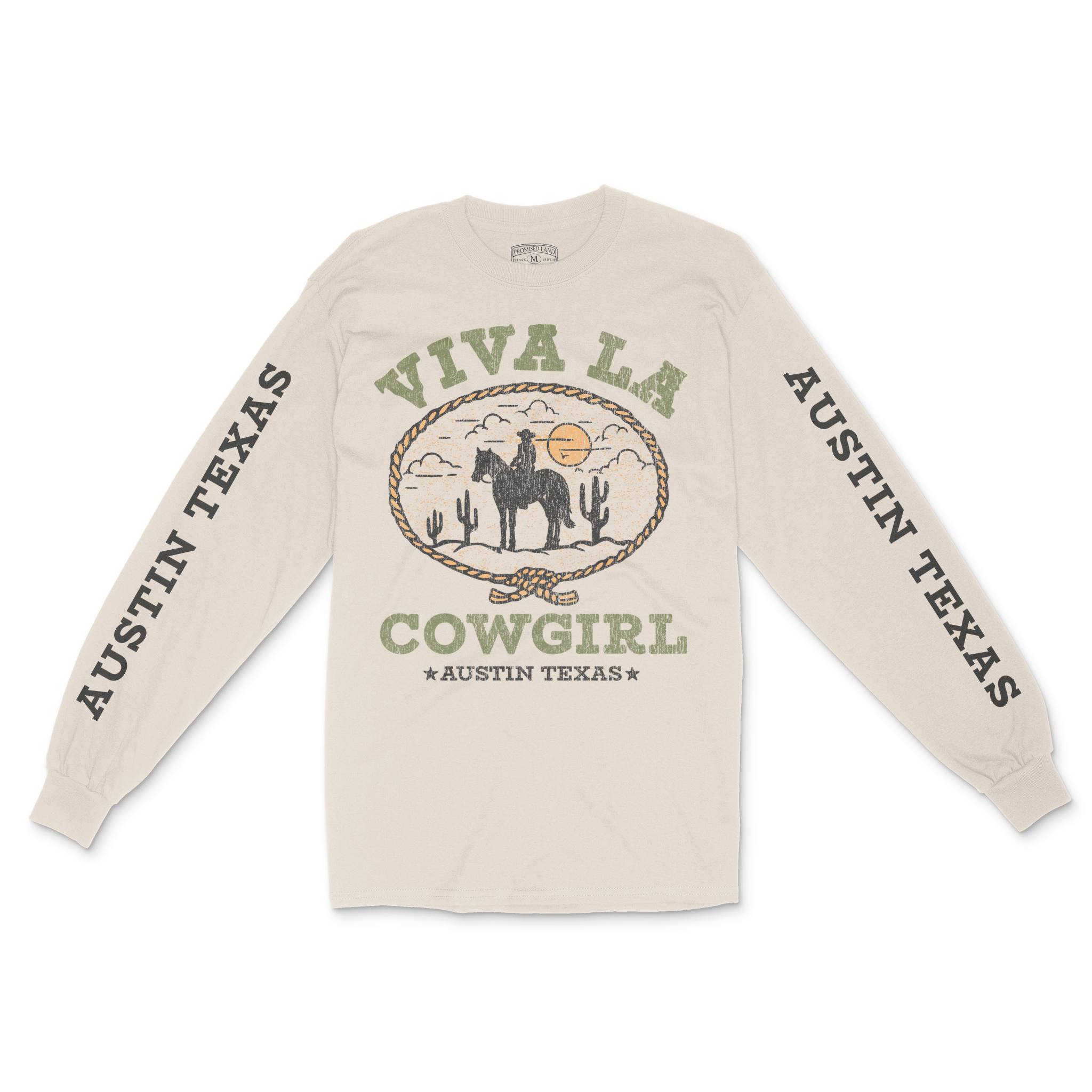 Austin Viva Cowgirl Longsleeve in Natural - front view with sleeves