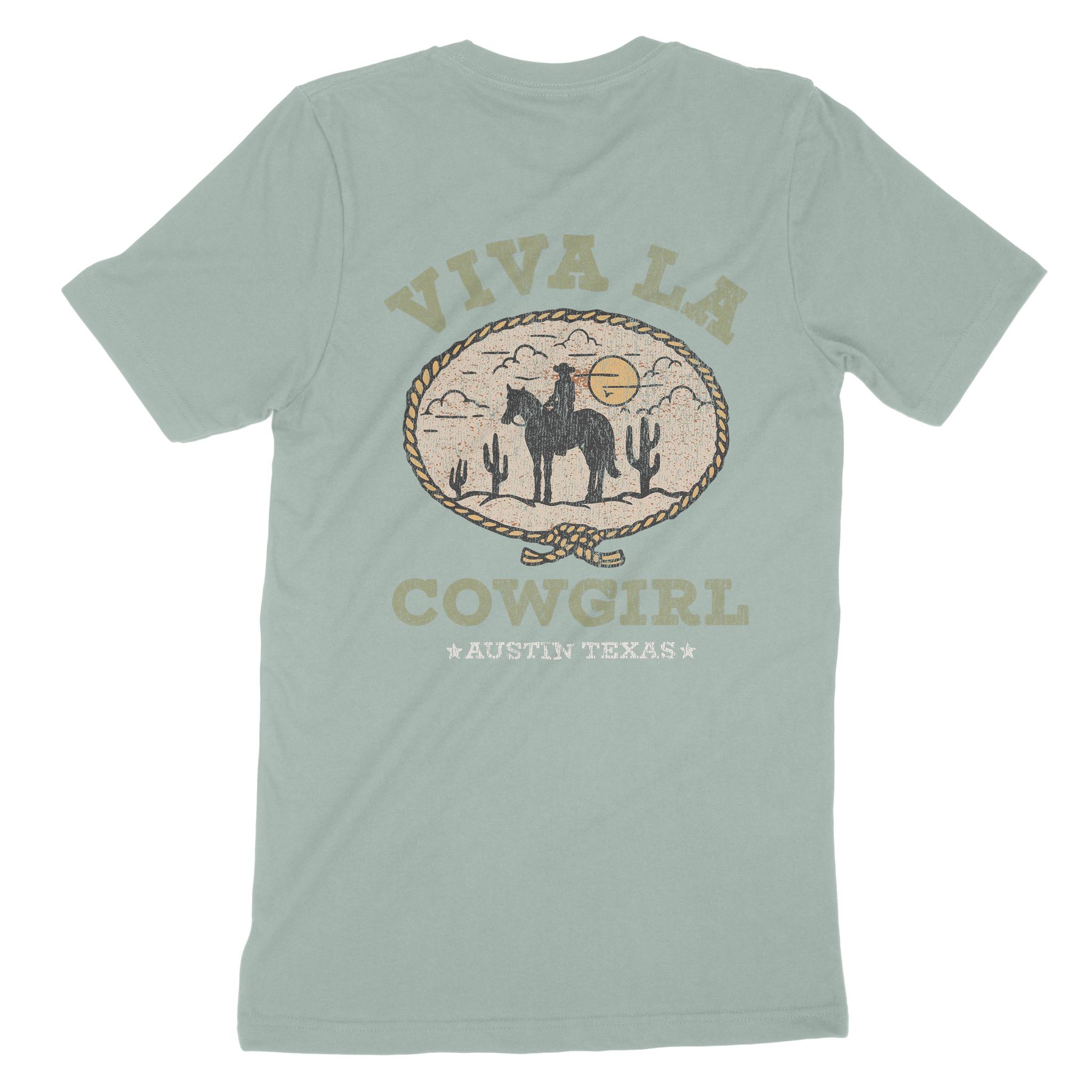 Austin Viva Cowgirl T-Shirt Dusty Blue back