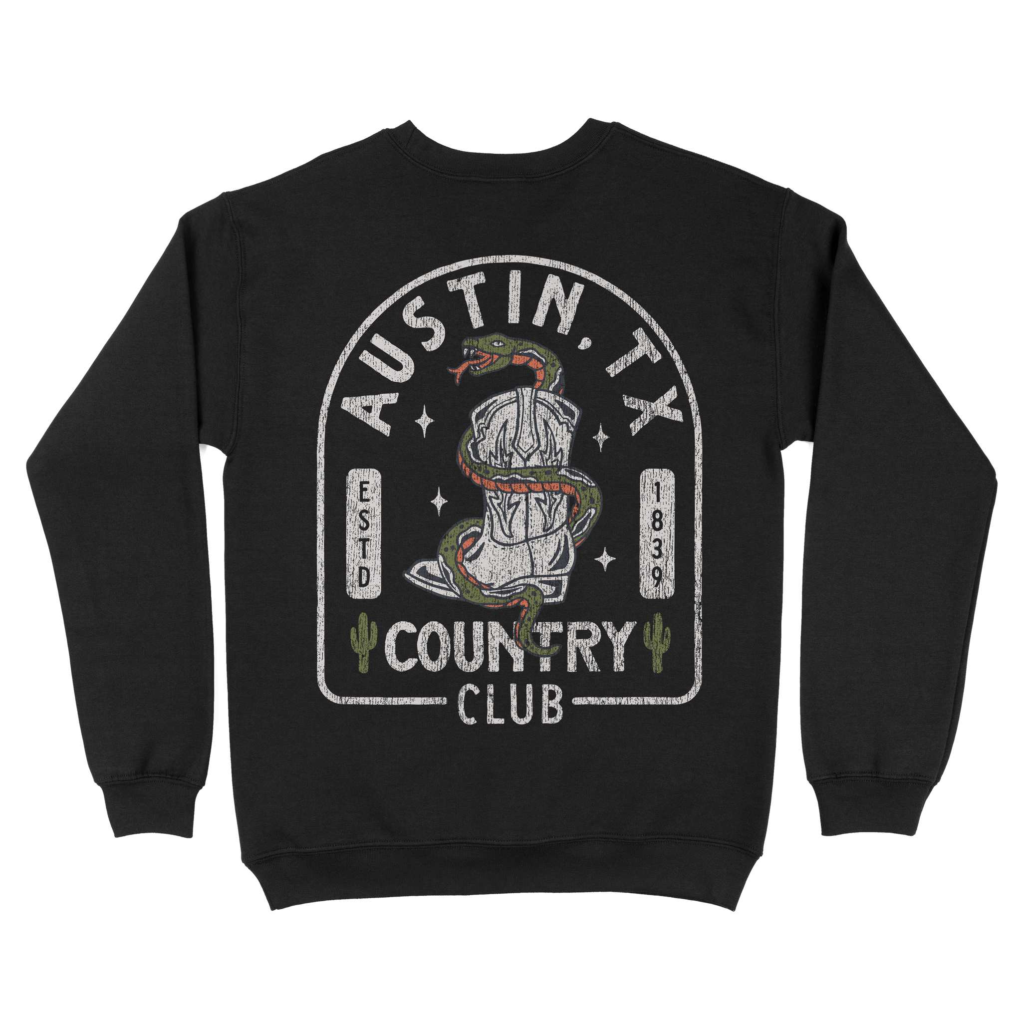 Austin Western Snake Crewneck Black back