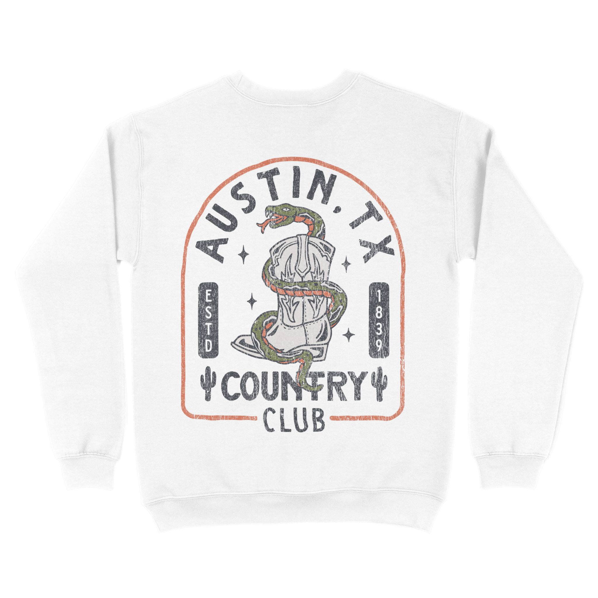 Austin Crewneck in White - back view