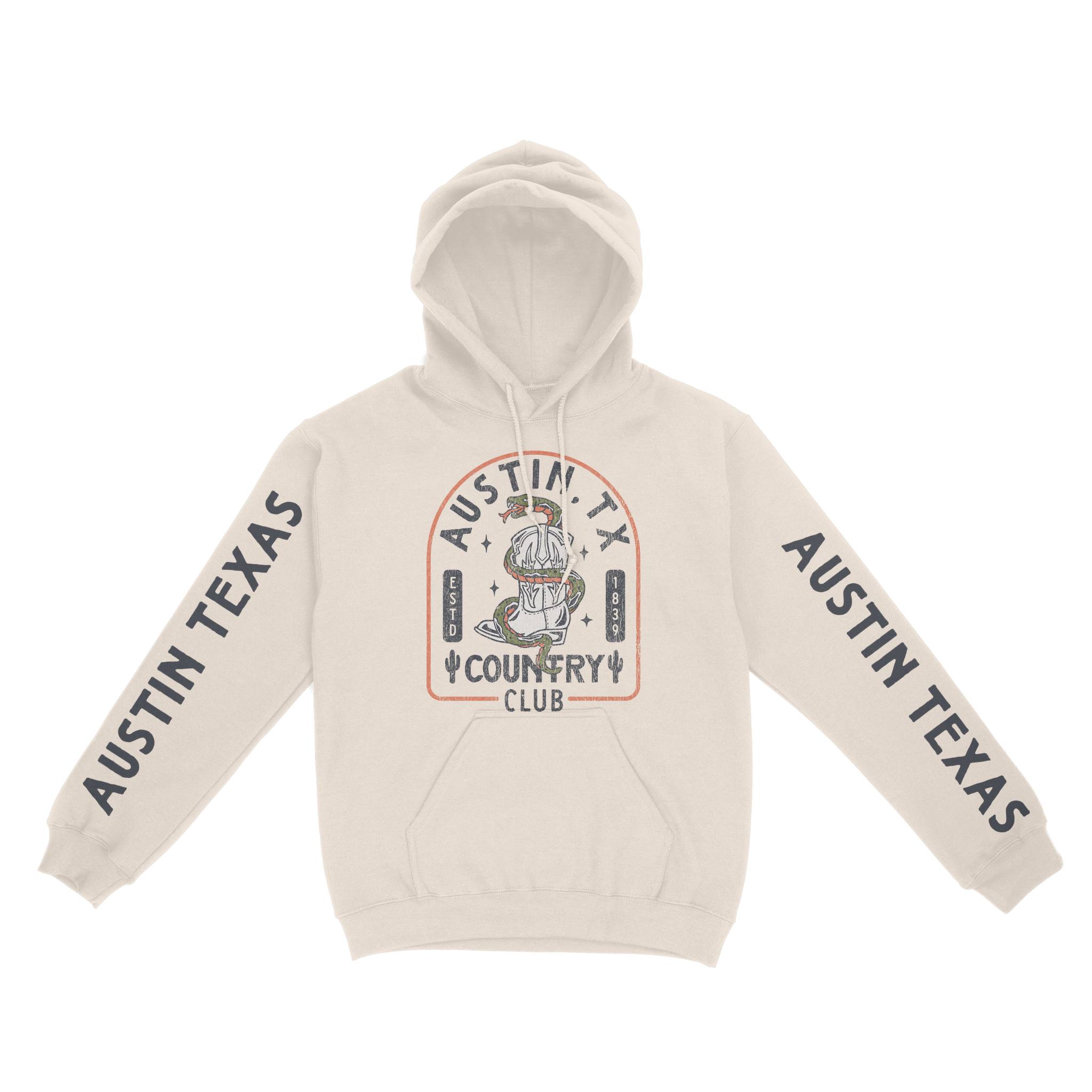 Austin Western Snake Hoodie in Natural - front view with sleeves