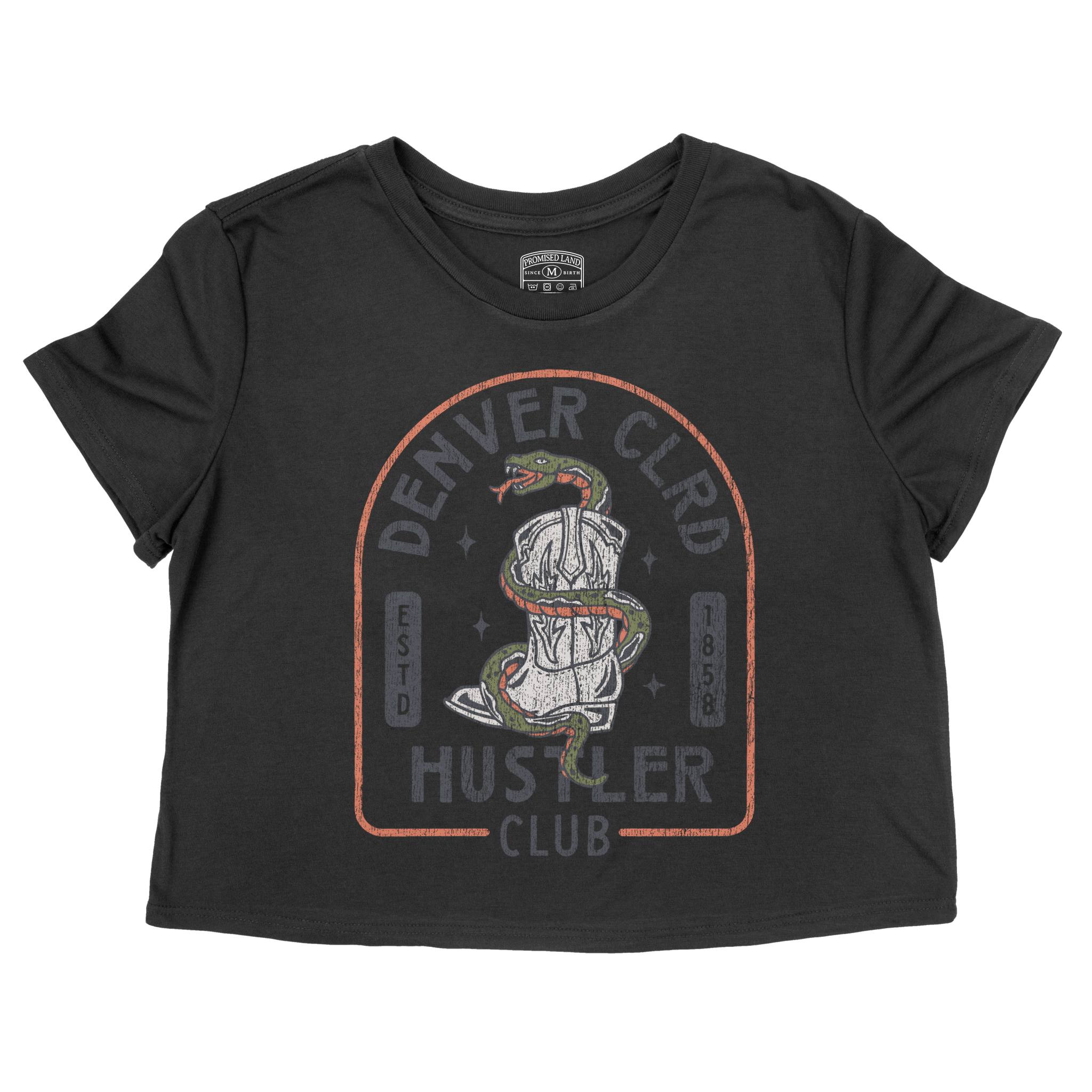 Denver Western Snake Cropped Tee in Black - front view