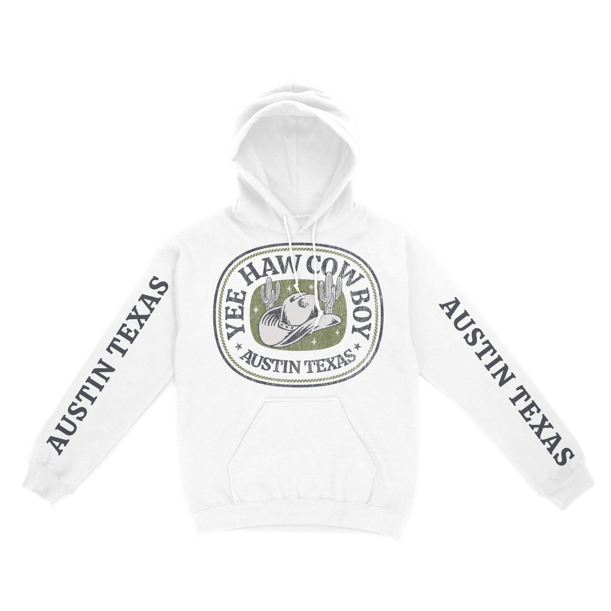 Austin Hoodie in White - front-sleeves view