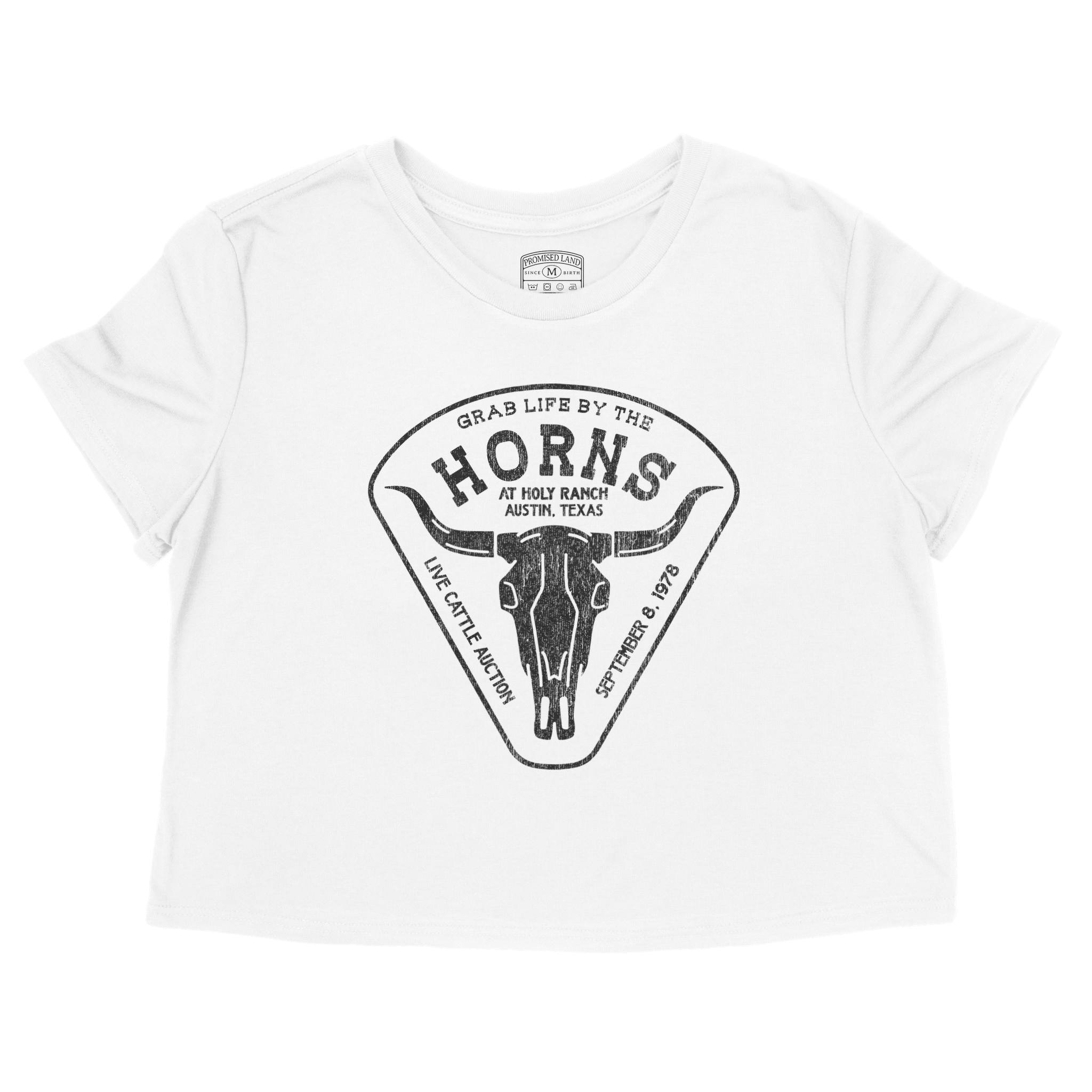 Austin Cropped Tee in White - front view