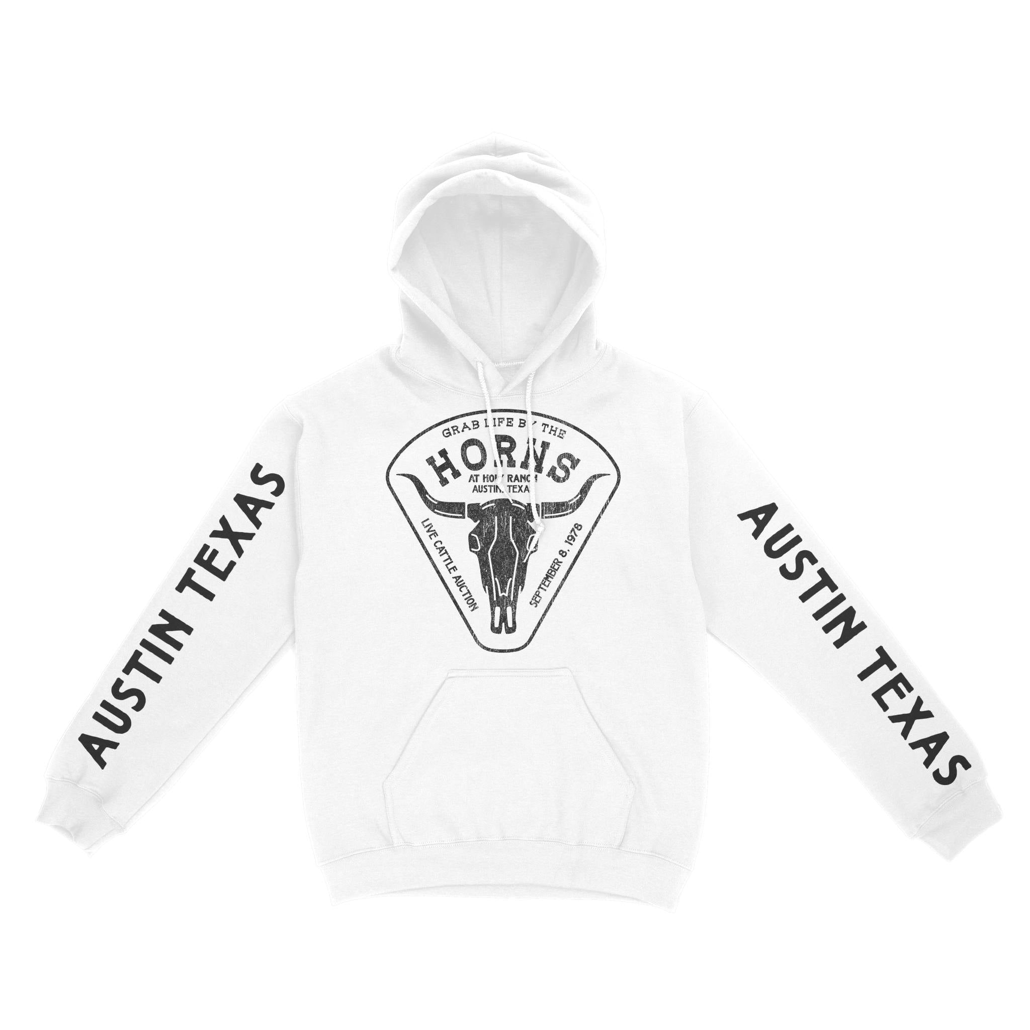 Austin Hoodie in White - front-sleeves view