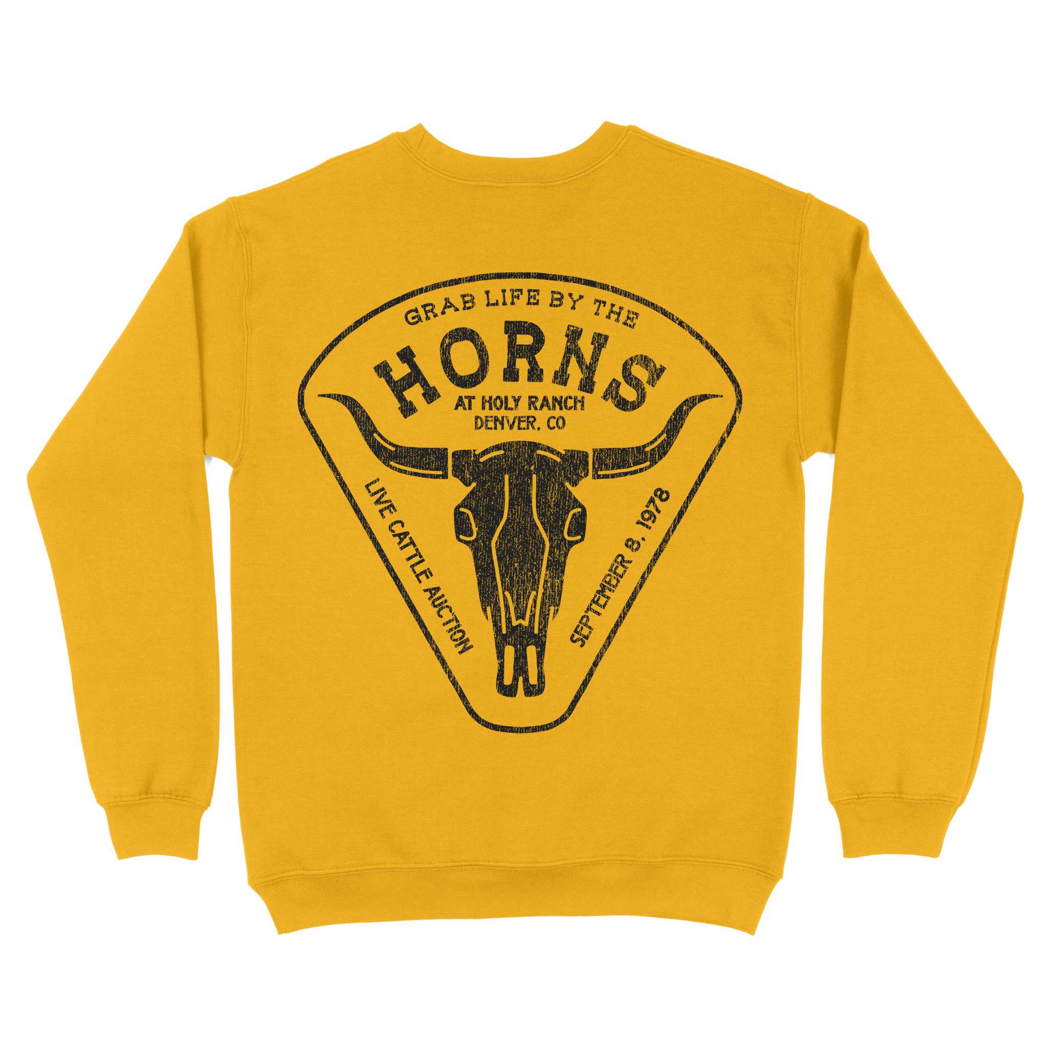 Denver Cattle Ranch Crewneck Gold back
