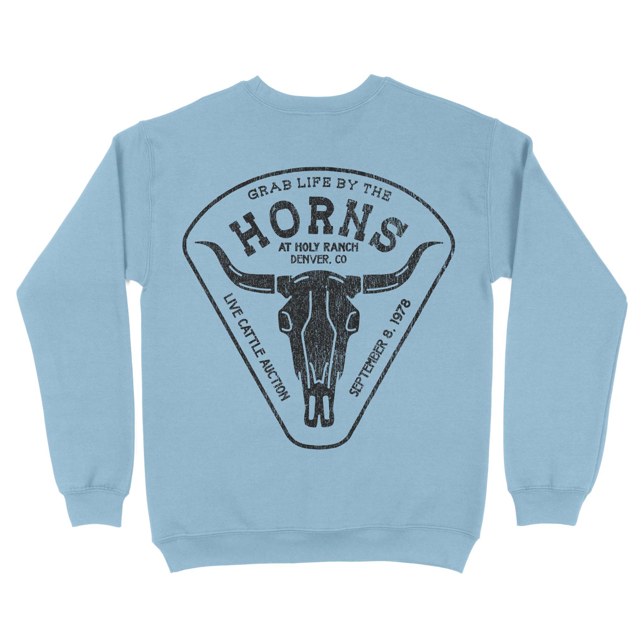 Denver Cattle Ranch Crewneck Light Blue back