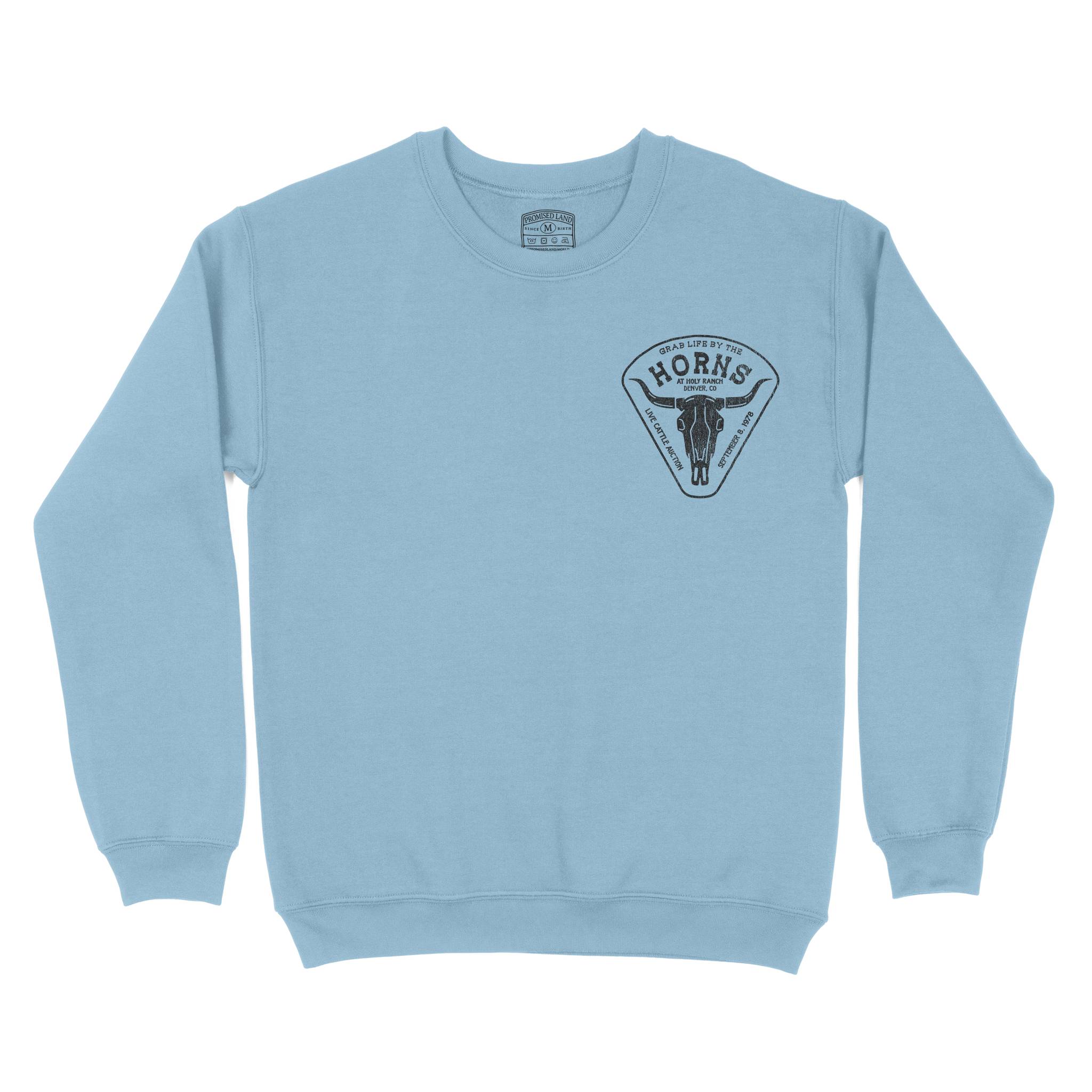 Denver Cattle Ranch Crewneck Light Blue front