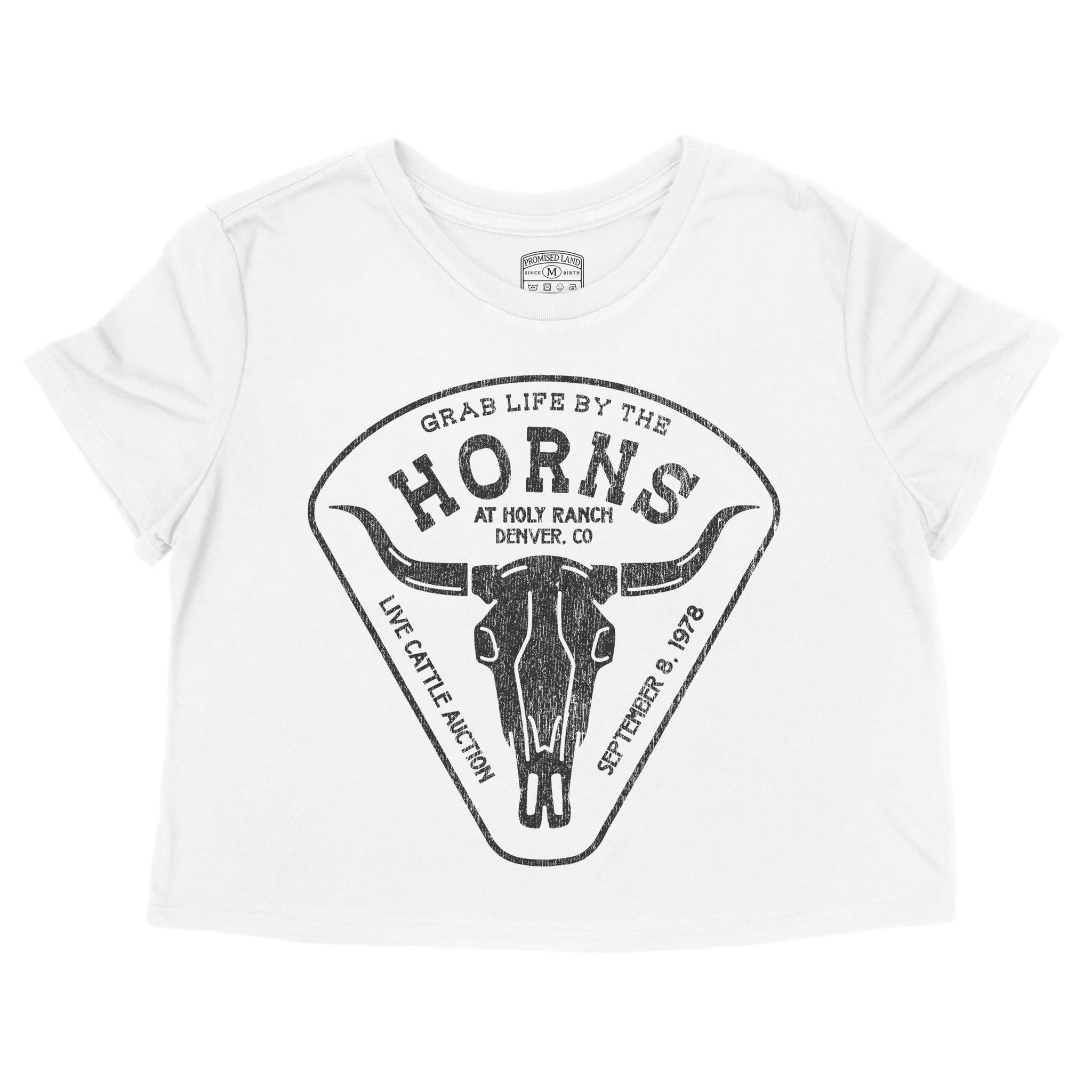 Denver Cattle Ranch Cropped Tee White front