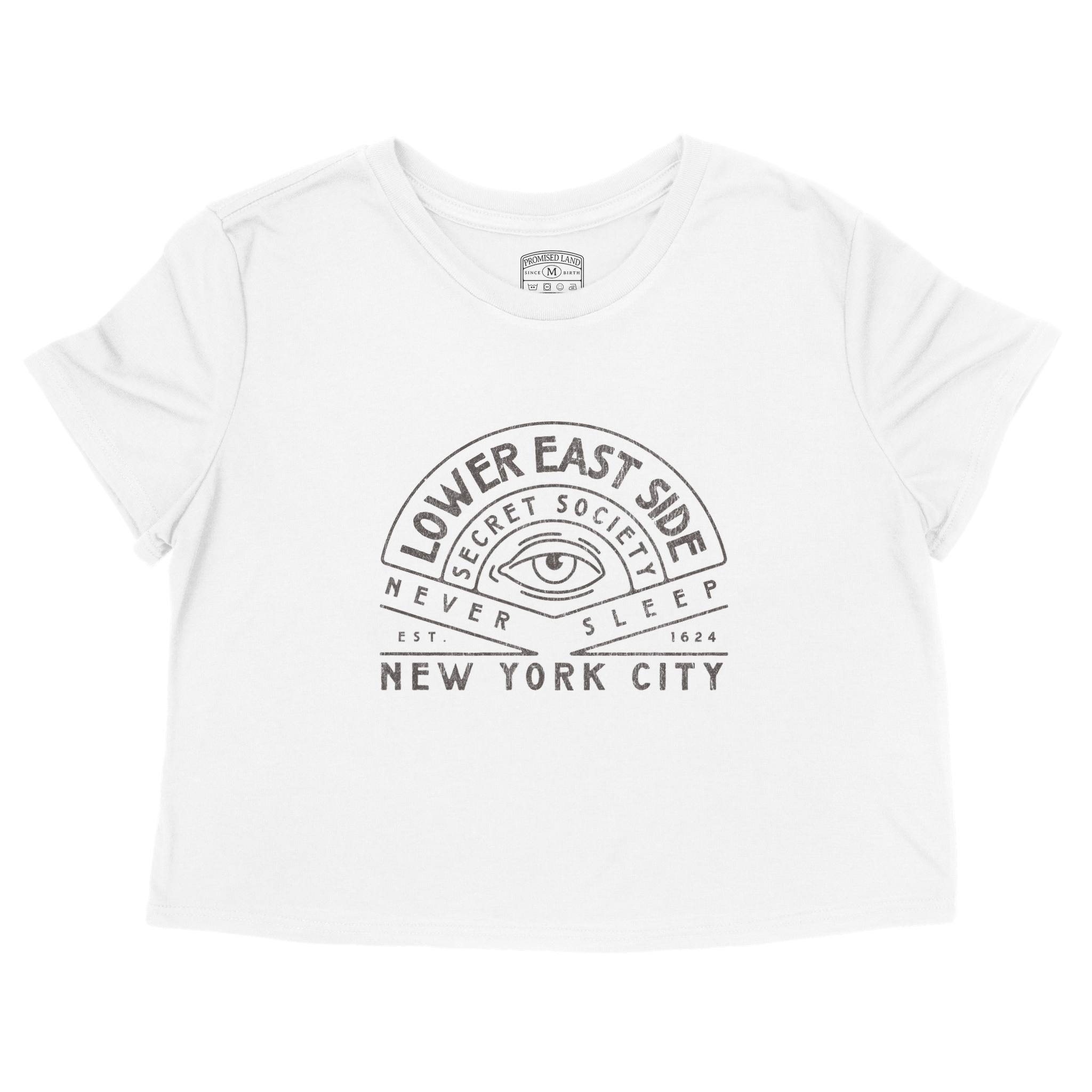 New York Cropped Tee in White - front view
