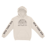 New York Secret Society Hoodie in Natural - front view with sleeves
