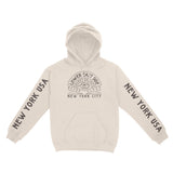 New York Secret Society Hoodie in Natural - front view with sleeves
