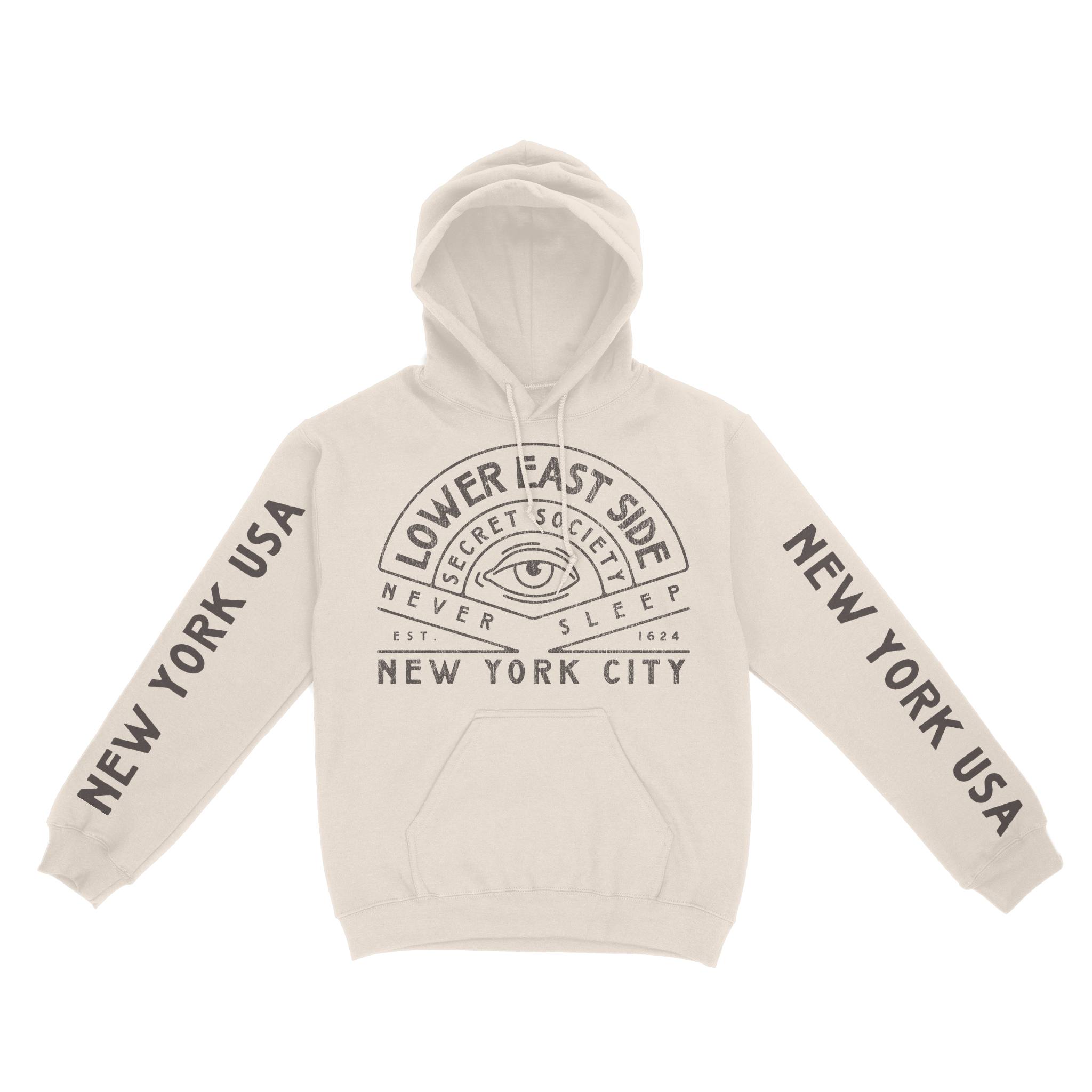 New York Hoodie in Natural - front-sleeves view