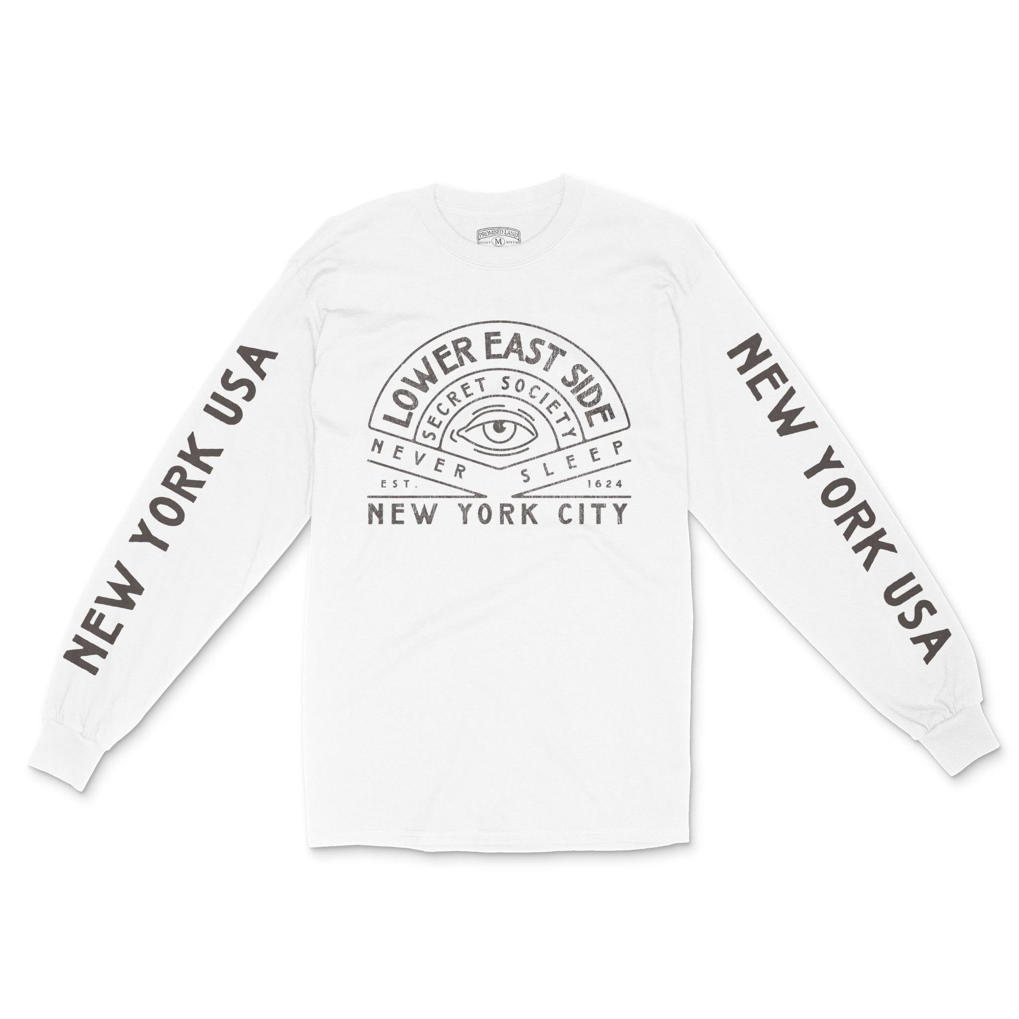 New York Longsleeve in White - front-sleeves view