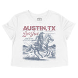 Austin Western Rider Cropped Tee White front | color-white|sleeve-none