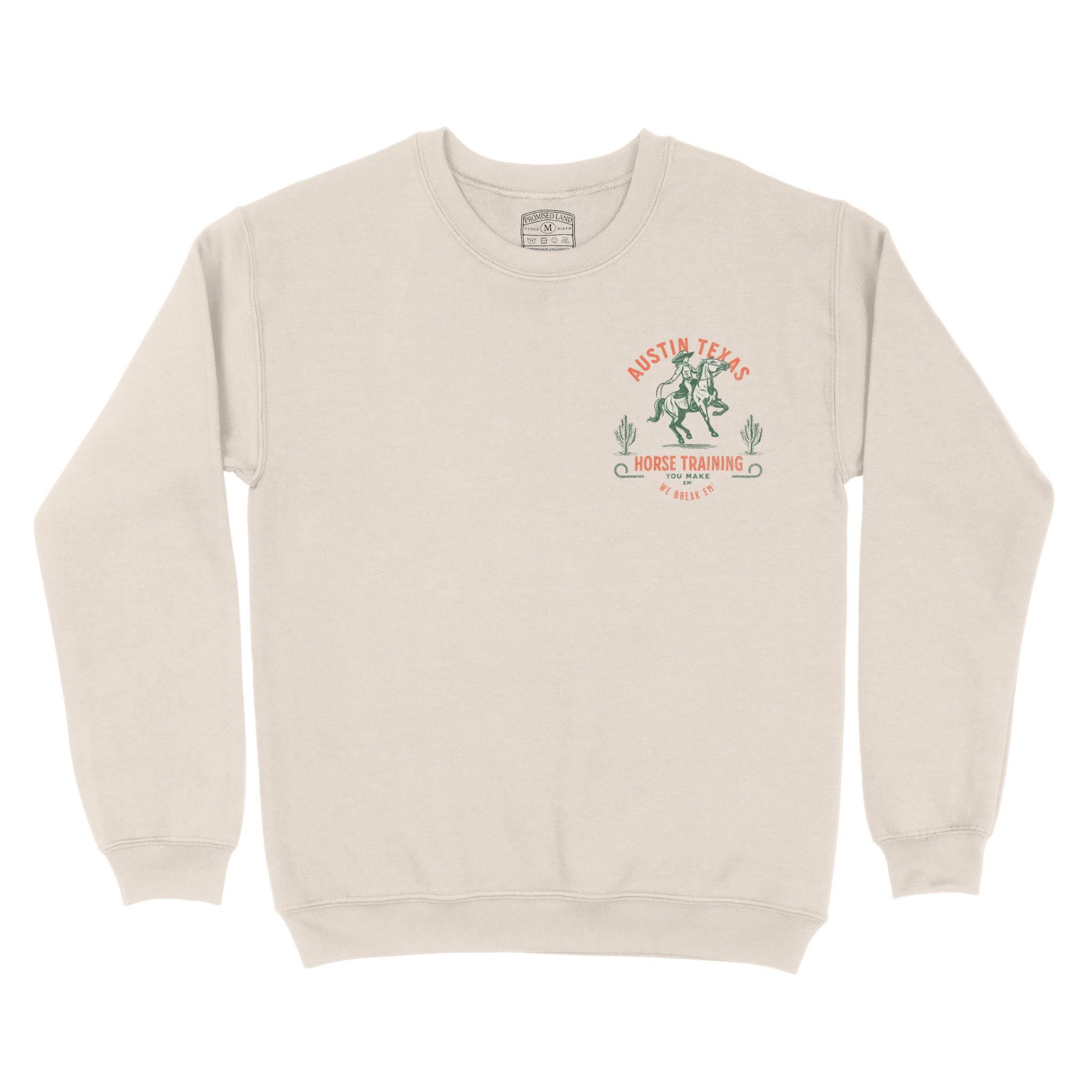 Austin Horse Training Crewneck in Natural - front view
