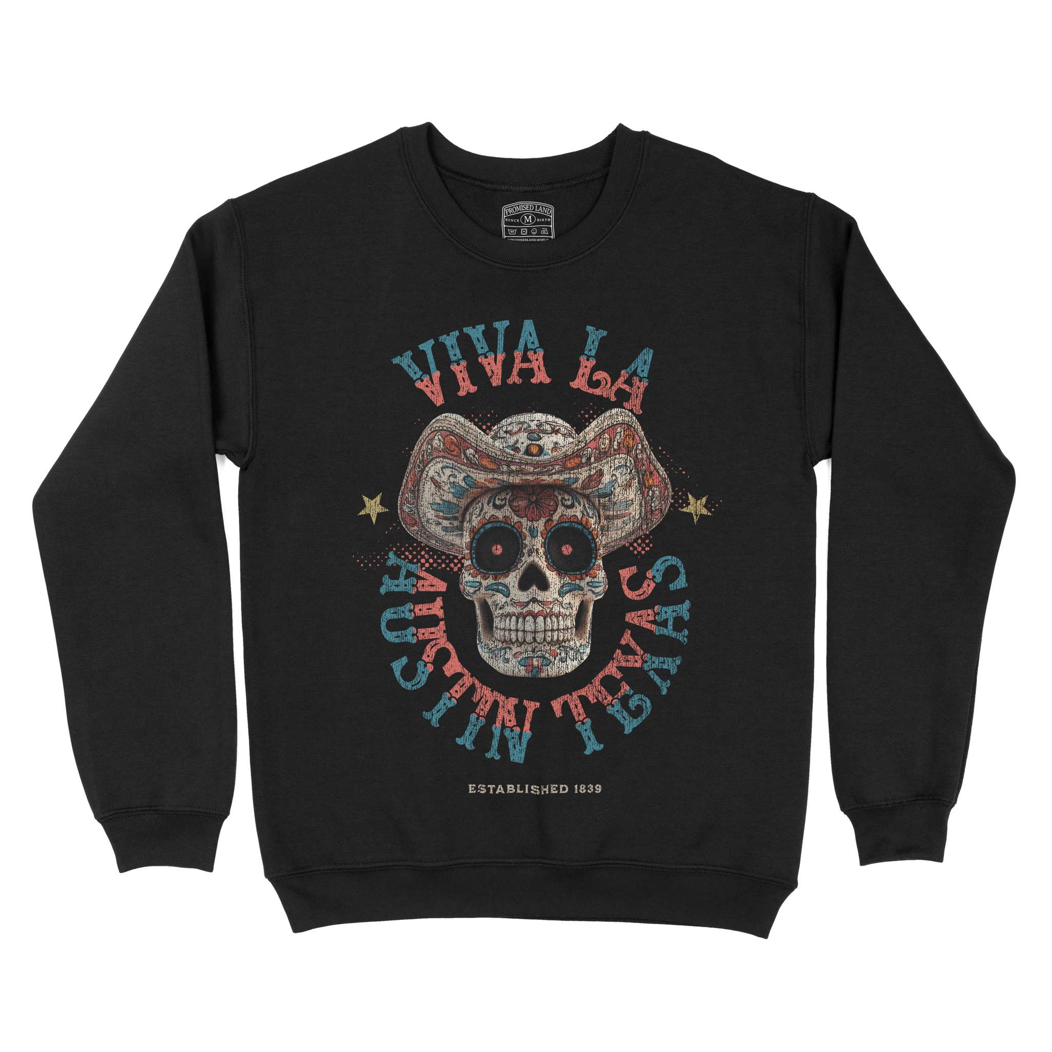 Austin Viva La Skull Crewneck Black front