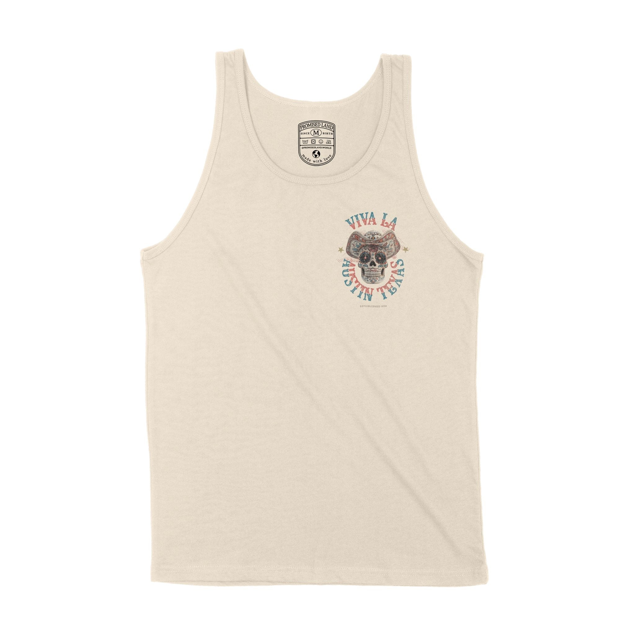 Austin Viva La Skull Tank Top Natural front