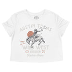 Austin Rodeo Show Cropped Tee in White - front view