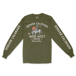 Denver Rodeo Show Longsleeve in Military Green - front view with sleeves