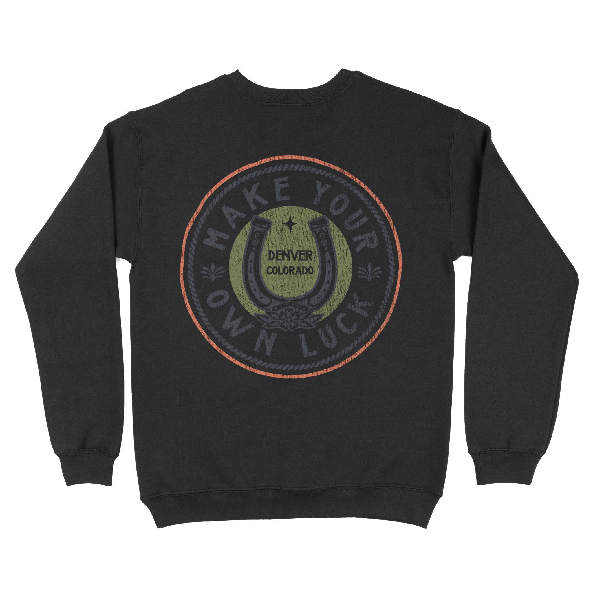Denver Horse Shoe Crewneck in Black - back view