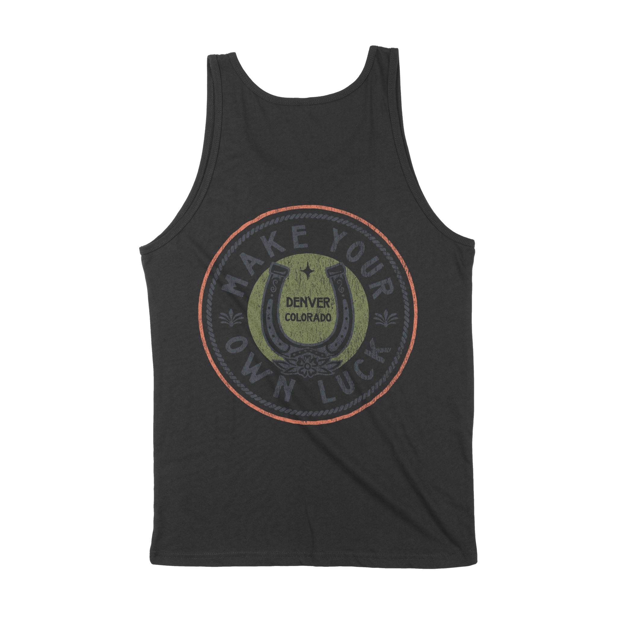 Denver Horse Shoe Tank Top in Black - back view
