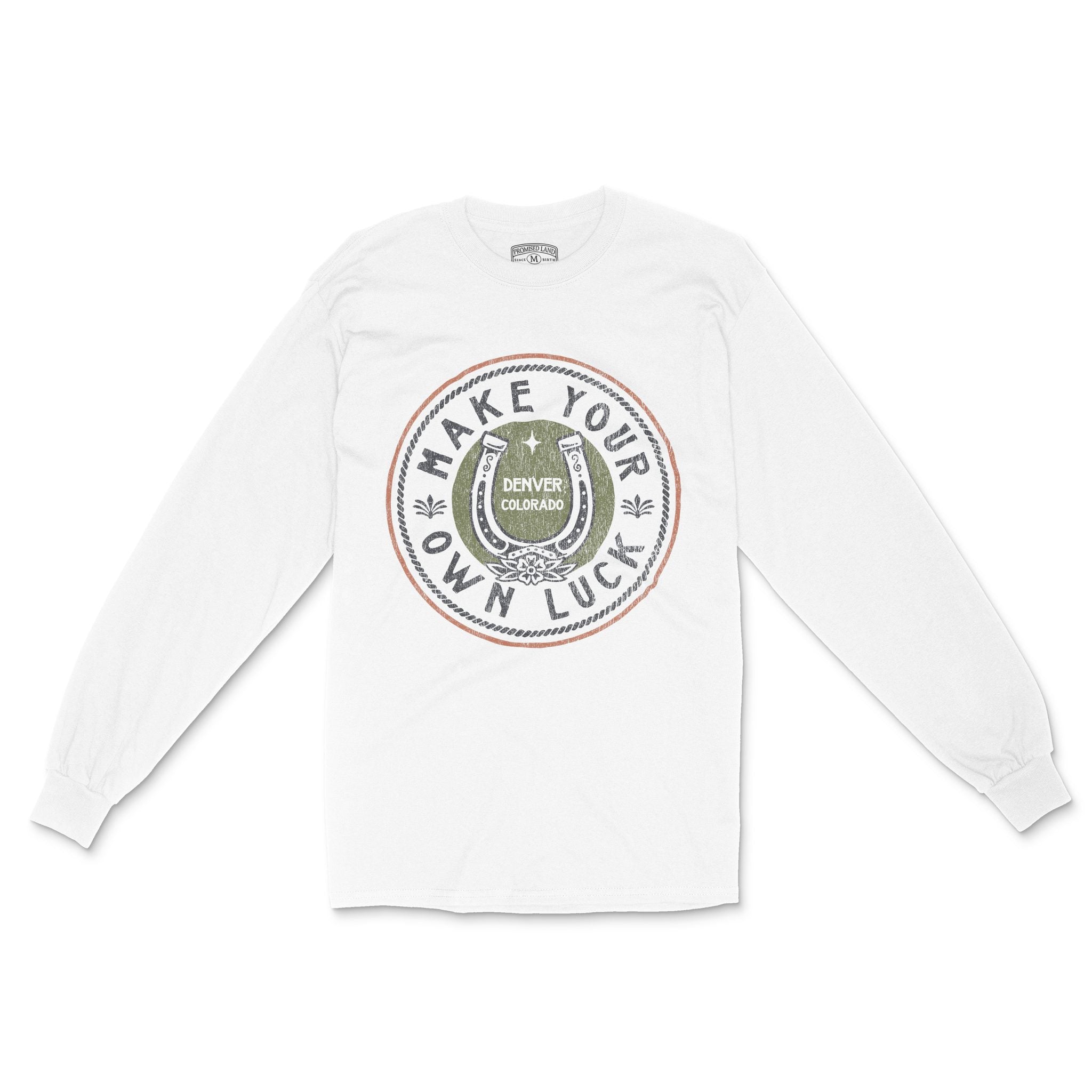 Denver Horse Shoe Longsleeve in White - front view