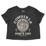 Austin Cowgirl S Don T Cry Cropped Tee Black front