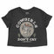 Austin Cowgirl's Don't Cry Cropped Tee in Black - front view