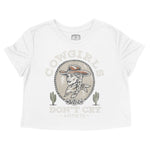 Austin Cowgirl's Don't Cry Cropped Tee in White - front view