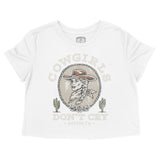 Austin Cowgirl's Don't Cry Cropped Tee in White - front view
