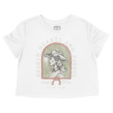 Austin Western Hearts Cropped Tee in White - front view