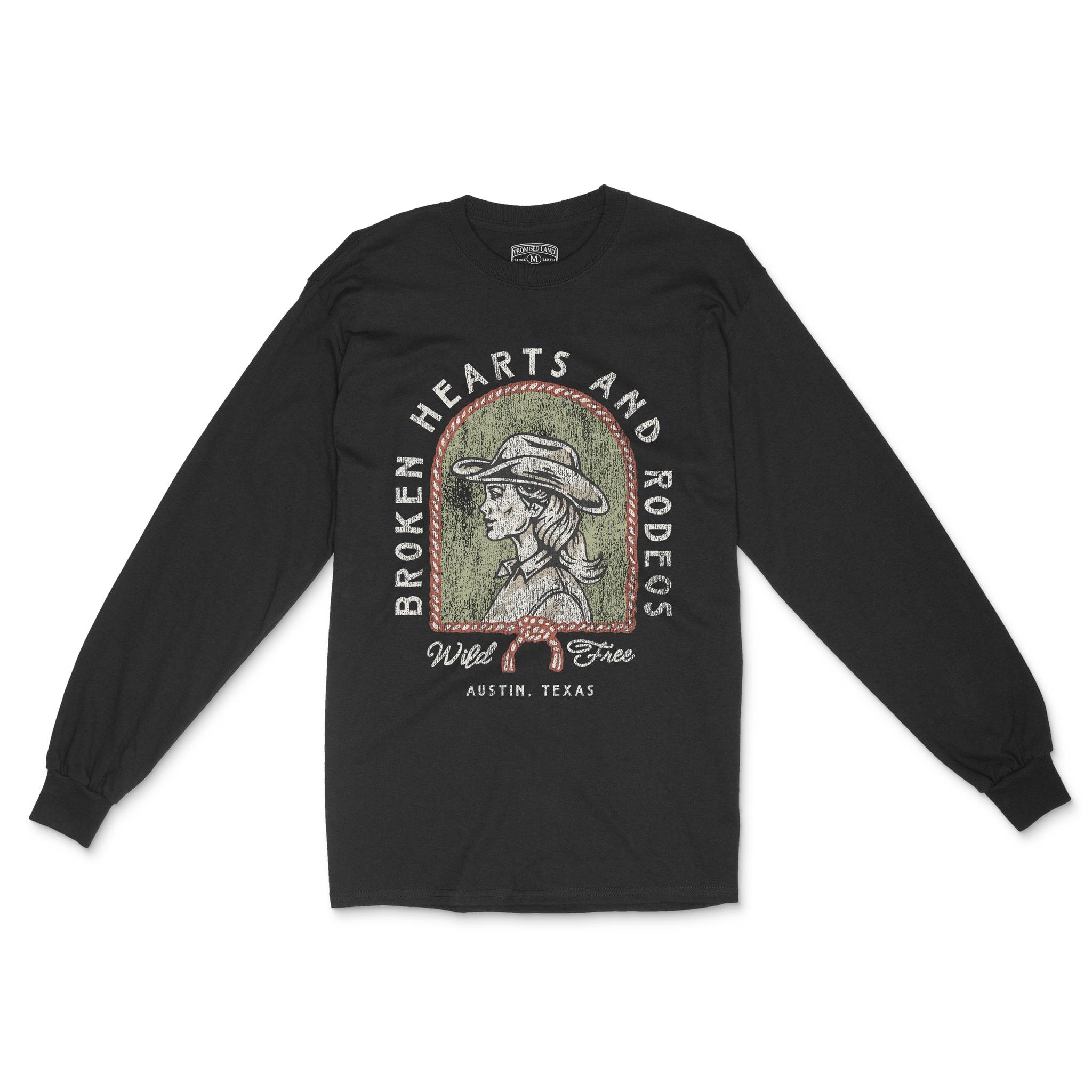 Austin Western Hearts Longsleeve in Black - front view