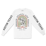 Austin Western Hearts Longsleeve in White - front view with sleeves