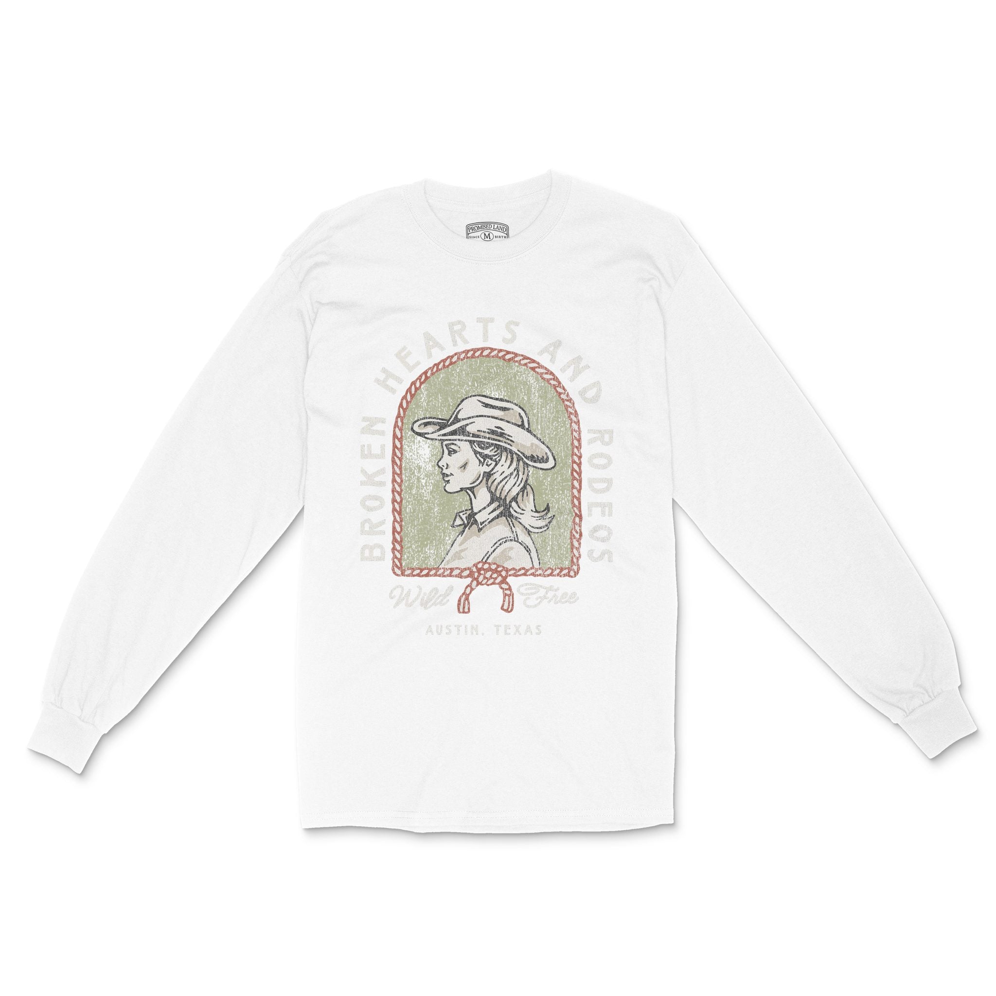 Austin Western Hearts Longsleeve in White - front view