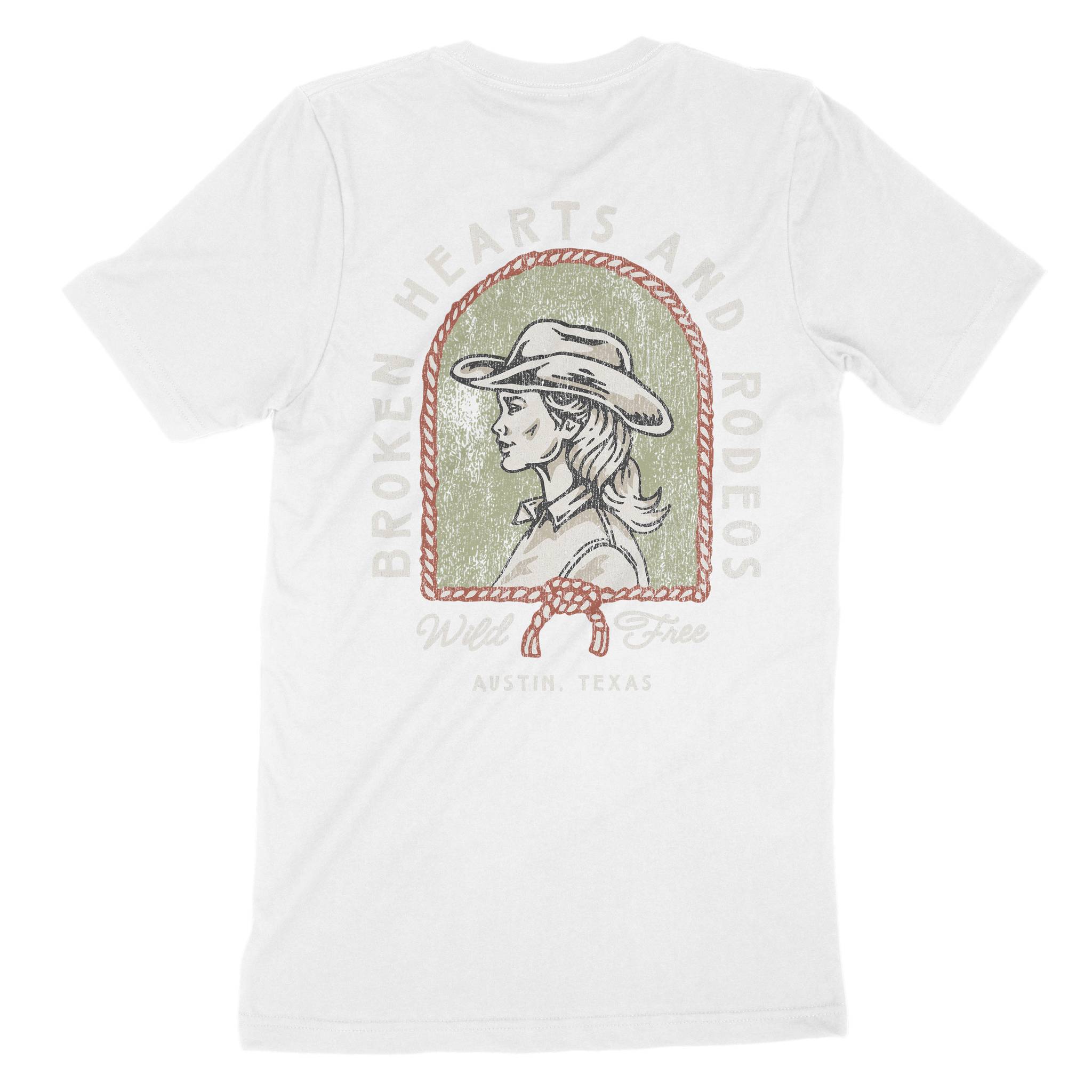 Austin Western Hearts T-Shirt in White - back view