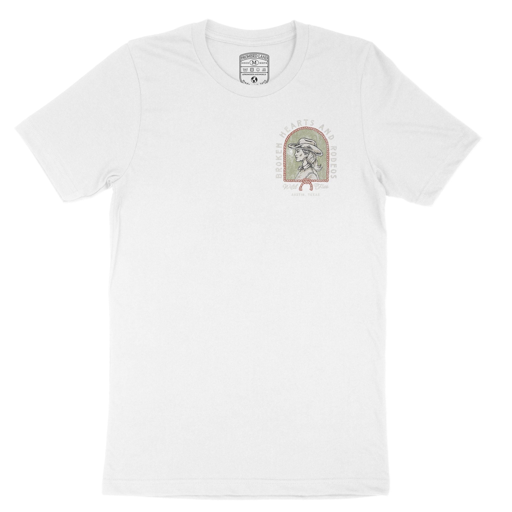 Austin Western Hearts T-Shirt in White - front view