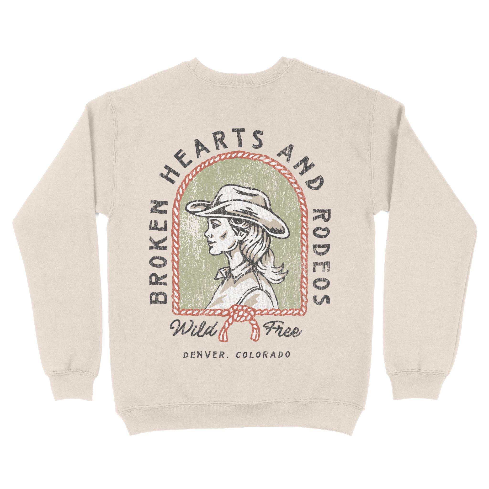 Denver Western Hearts Crewneck in Natural - back view