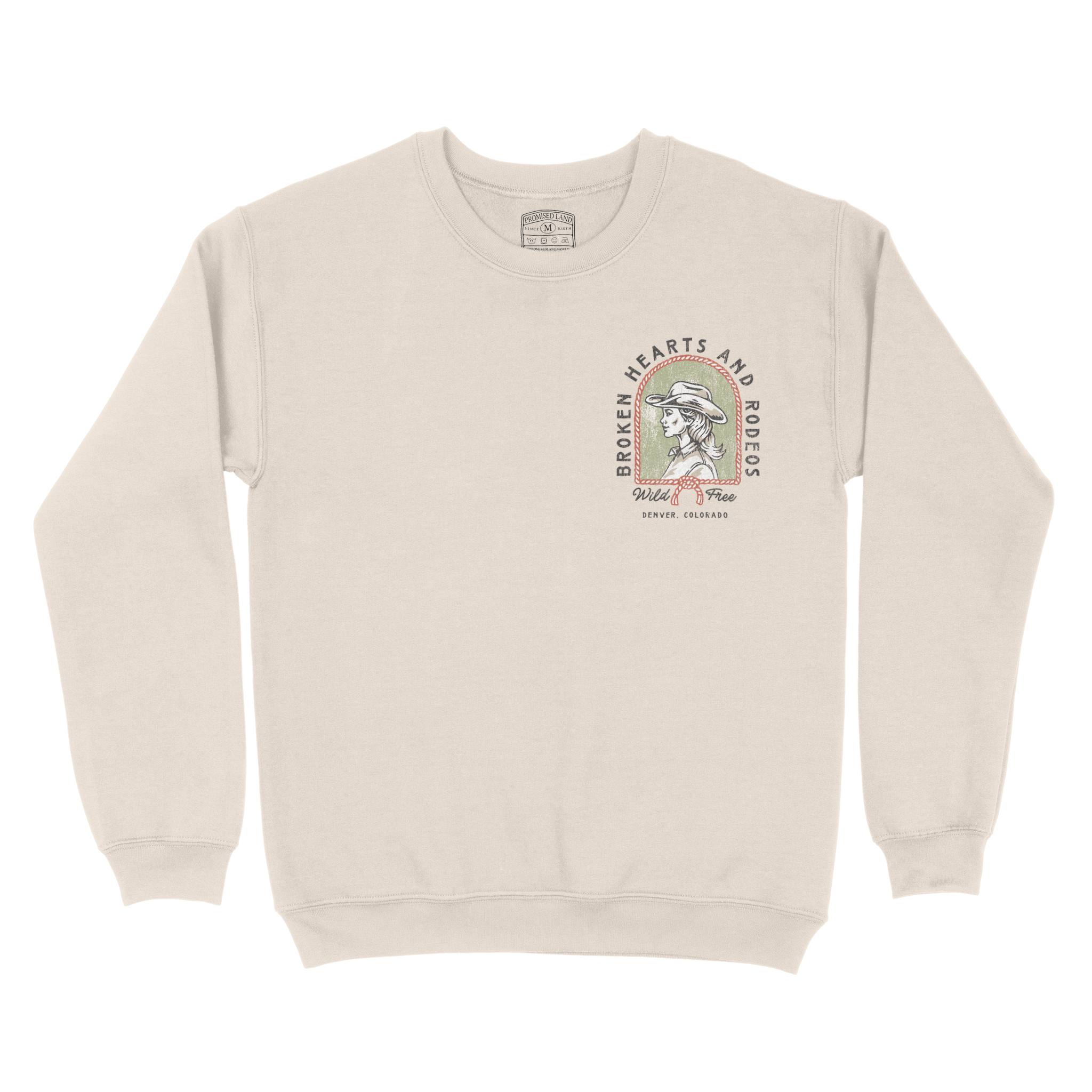 Denver Western Hearts Crewneck in Natural - front view