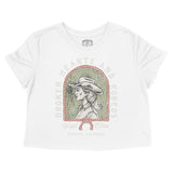 Denver Western Hearts Cropped Tee in White - front view